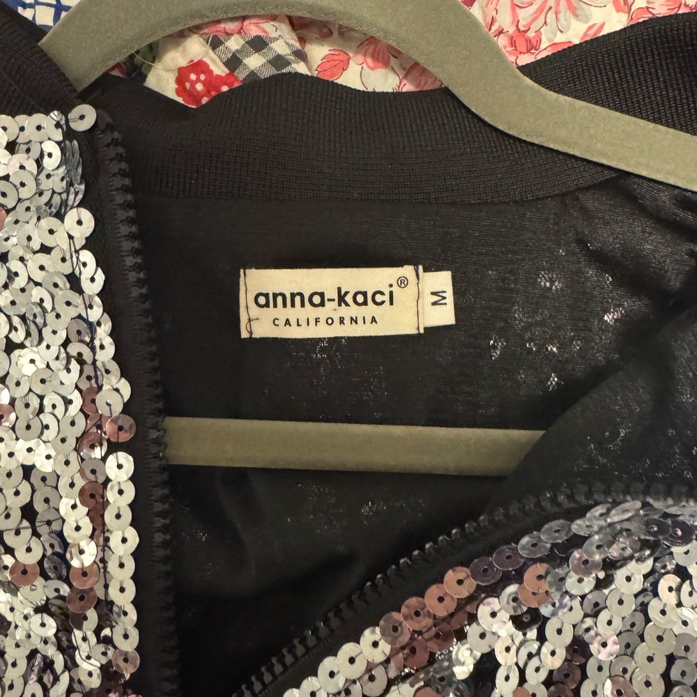 Black and Silver Sequin Bomber Jacket - Picture 2 of 3